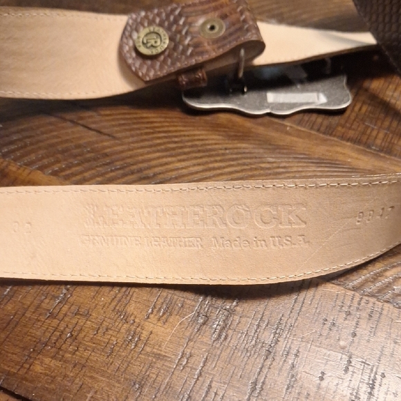 Leatherock Embossed Brown Leather Belt with Pewter Ornate Buckle main image 6